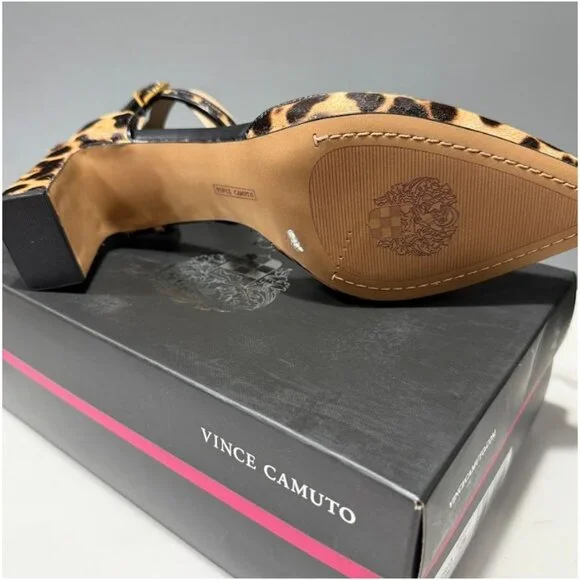 Vince Camuto Womens Ankle Strap Leopard Block Heel Shoes Size 12 New - Picture 4 of 8